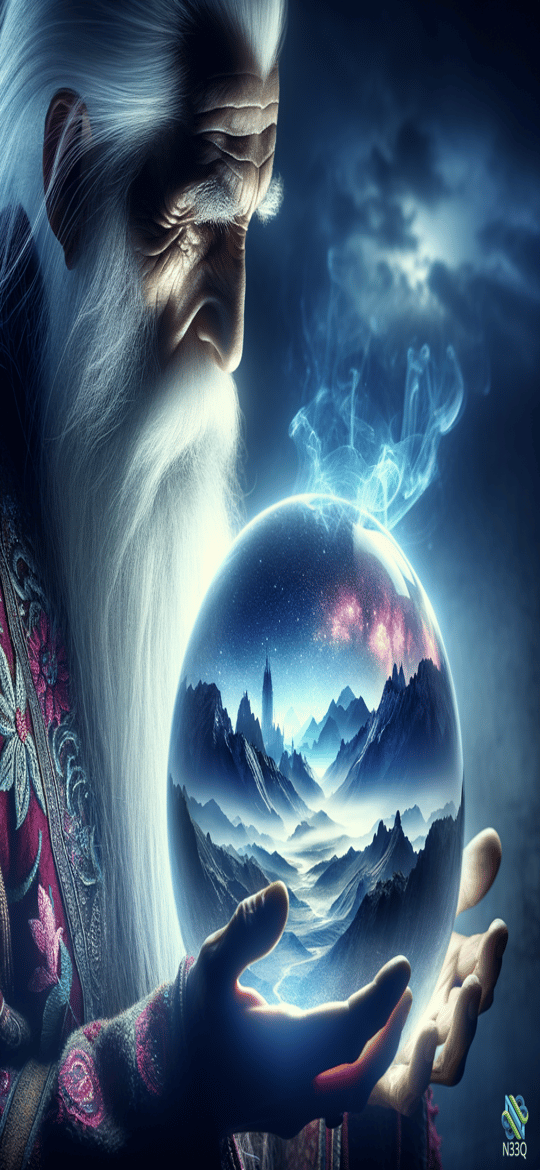 Ancient Sage Holding Mountain Orb