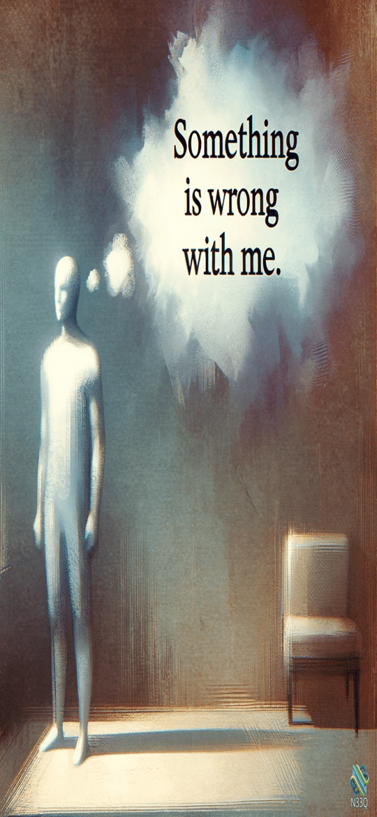 Featureless Figure with Existential Thought Bubble