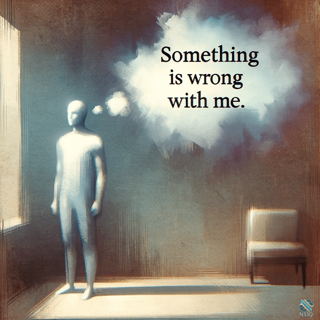 Featureless Figure with Existential Thought Bubble