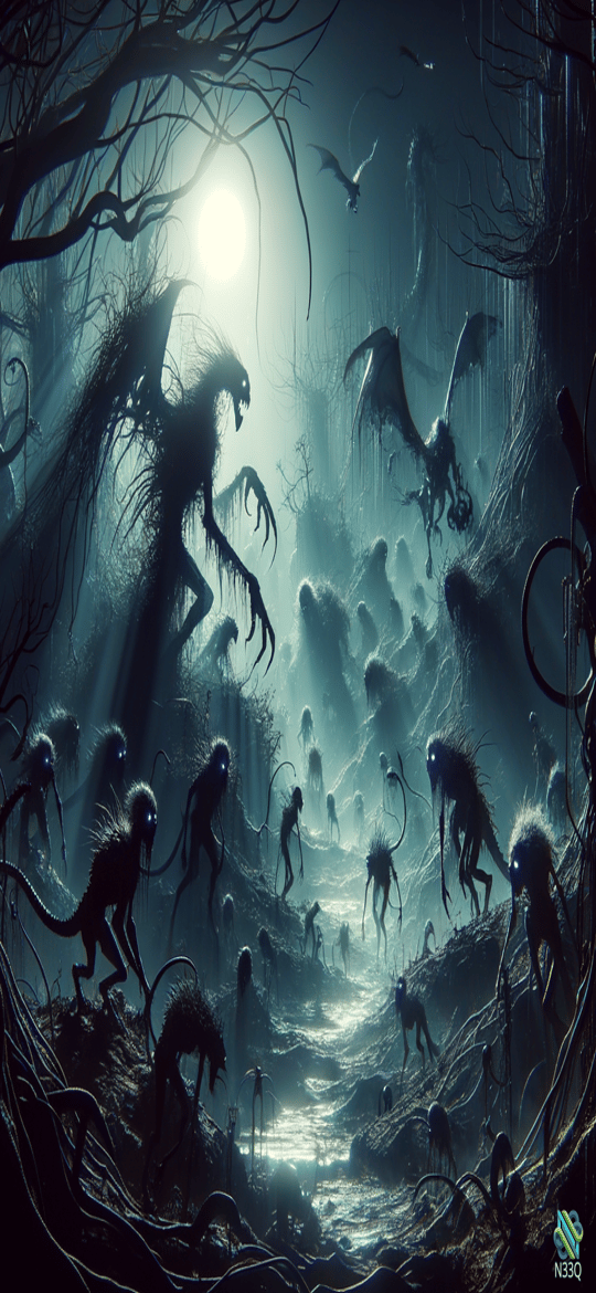 Horde of Demons in Moonlit Forest