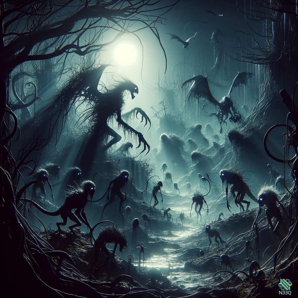 Horde of Demons in Moonlit Forest