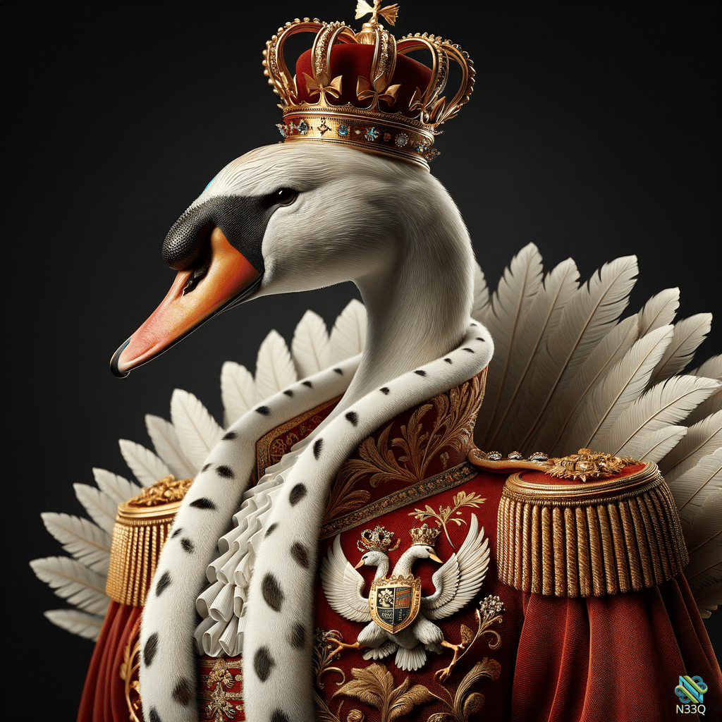 Crowned Swan in Royal Ermine Robe