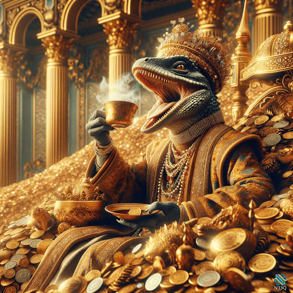 Lizard King on Hoard of Golden Coins