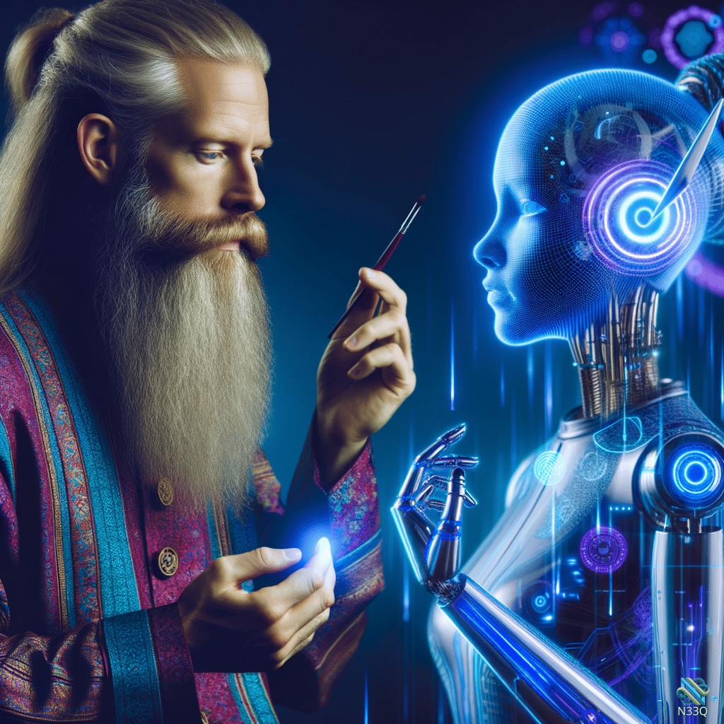 Bearded Artist Painting Blue Female Android