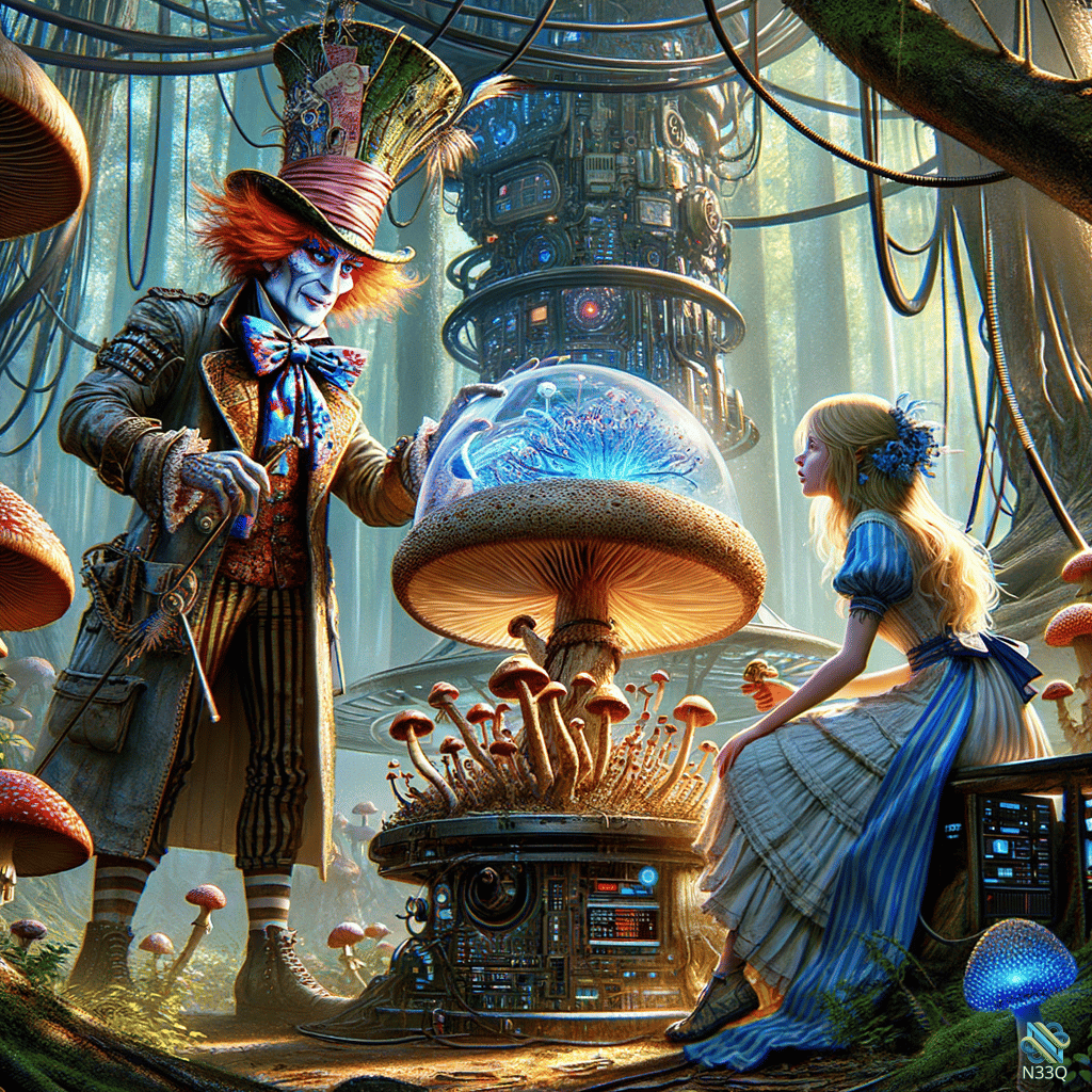 Mad Hatter Presenting Glowing Orb to Alice