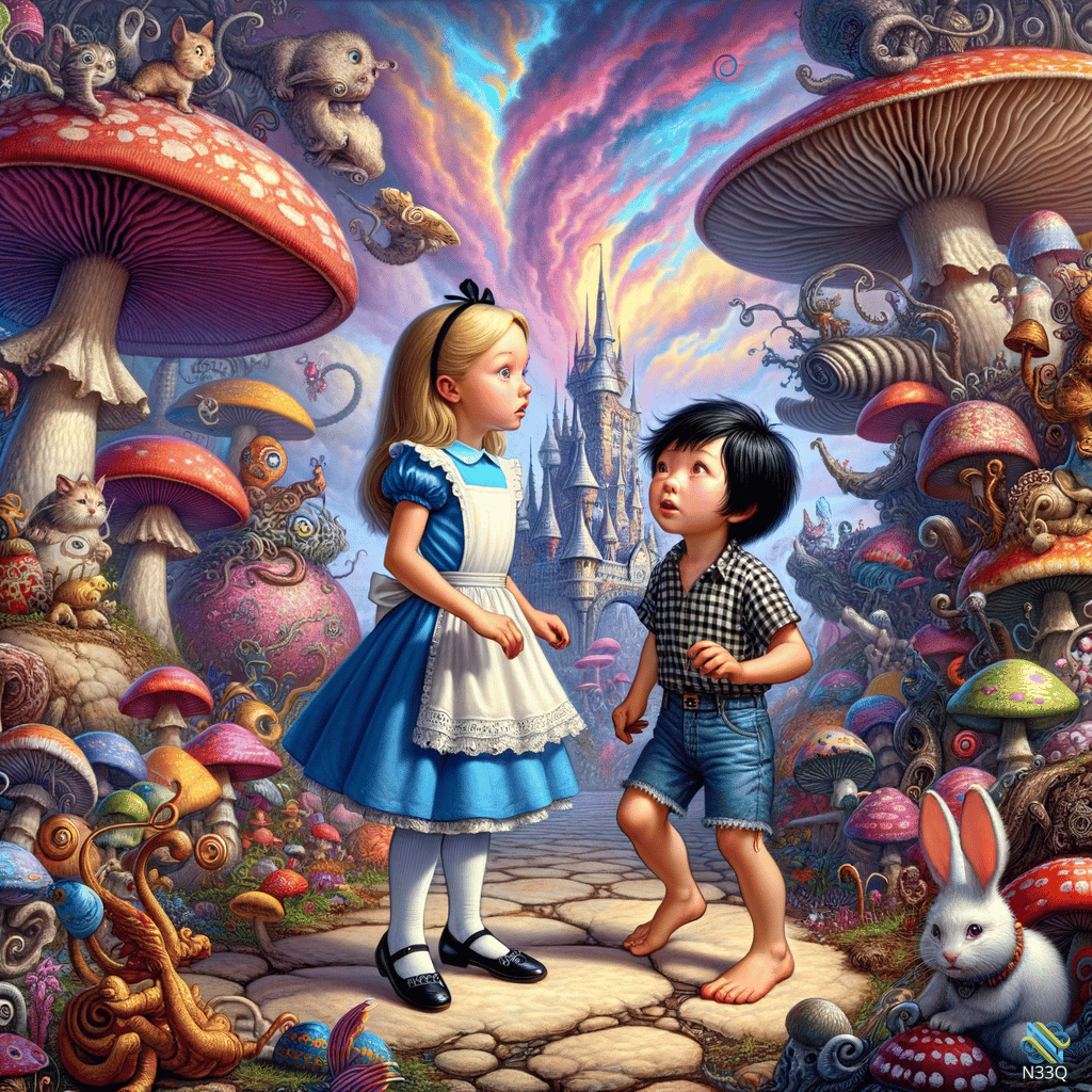 Alice and Boy in Mushroom Wonderland