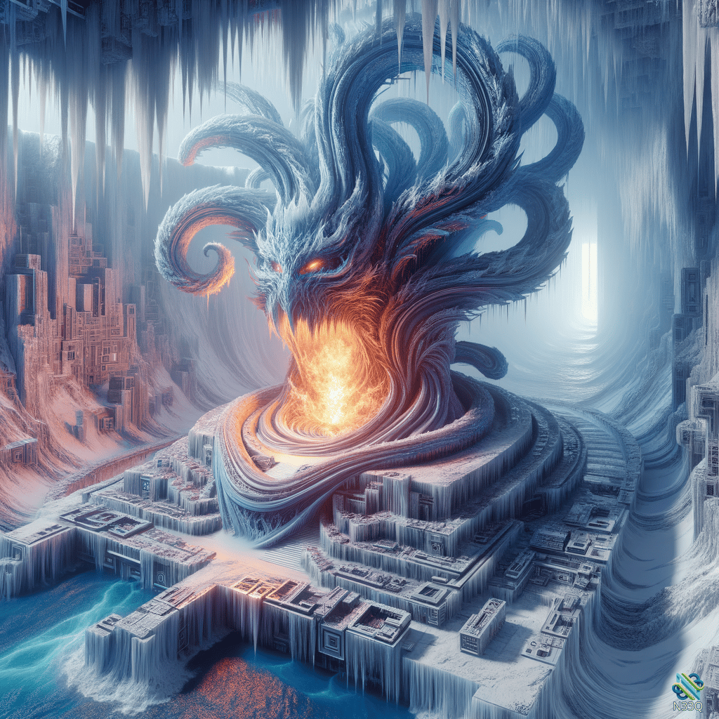Colossal Ice Dragon Over Frozen City