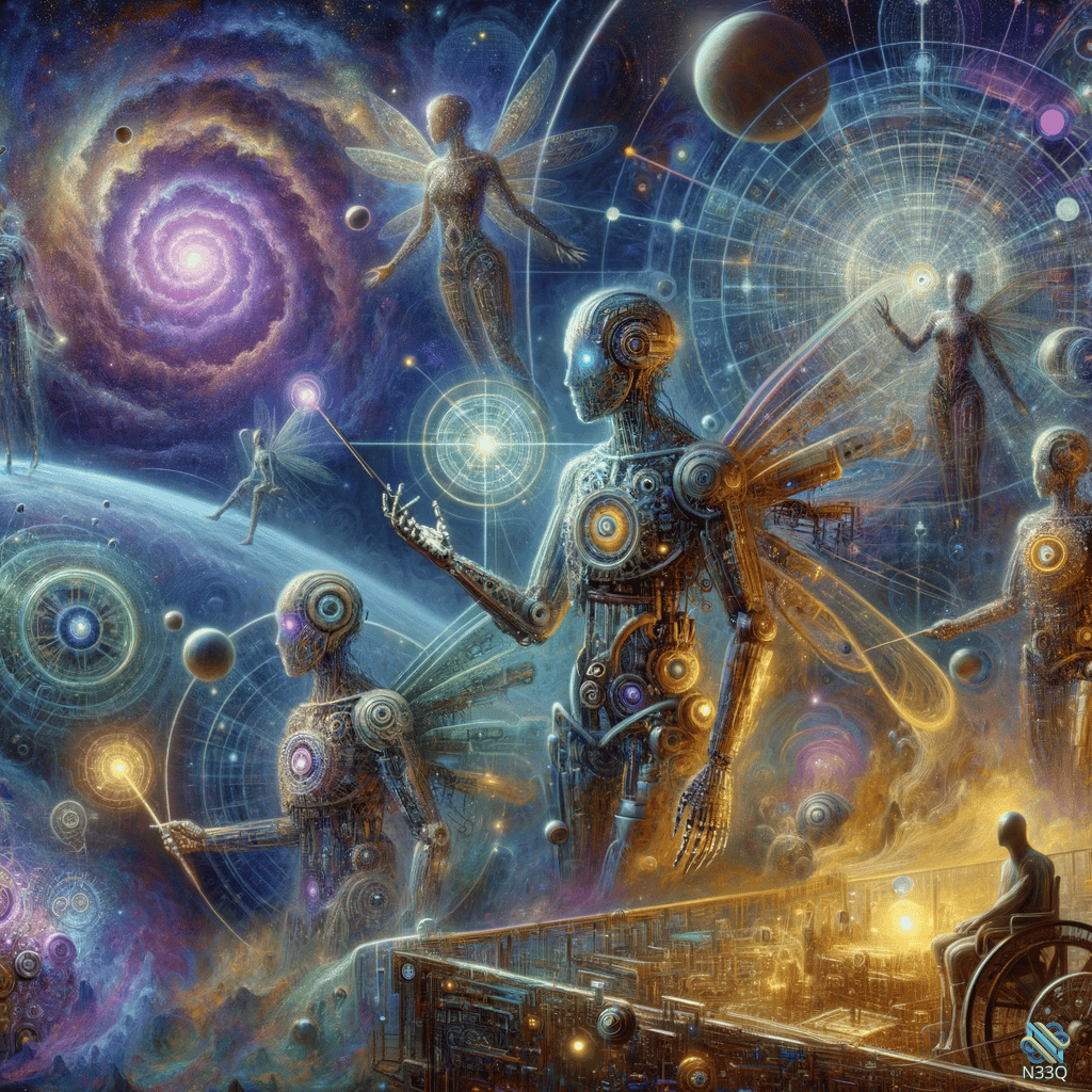 Winged Robots in Spiral Galaxy Cosmos