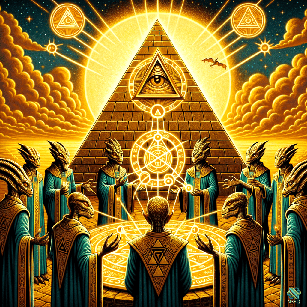 Reptilians Ritual at Glowing Pyramid Eye