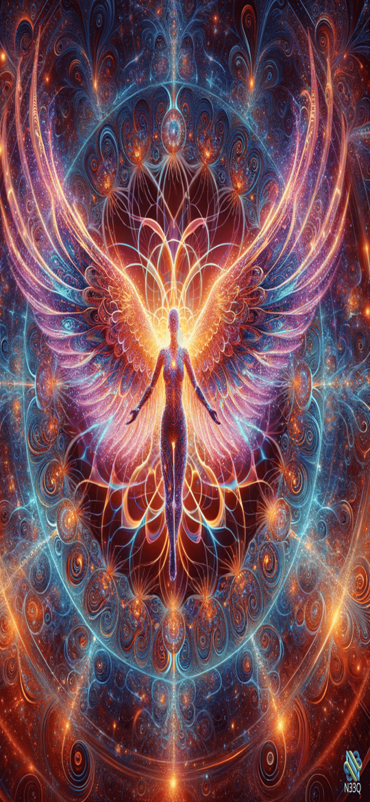 Luminous Angel in Cosmic Mandala