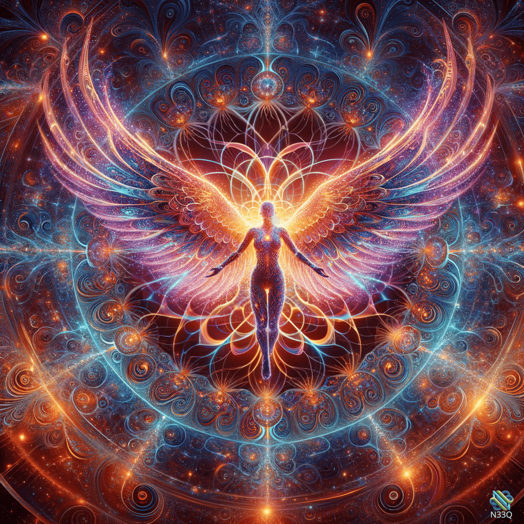 Luminous Angel in Cosmic Mandala