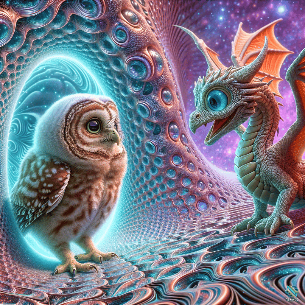 Owl and Dragon in Cosmic Portal