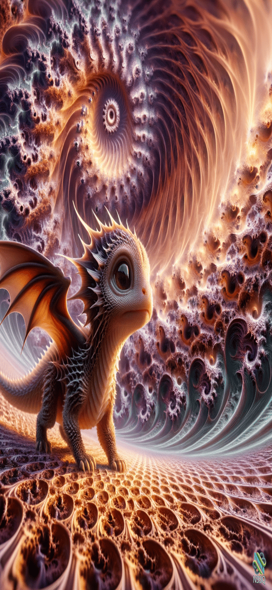 Baby Dragon in Fractal Spiral Vortex