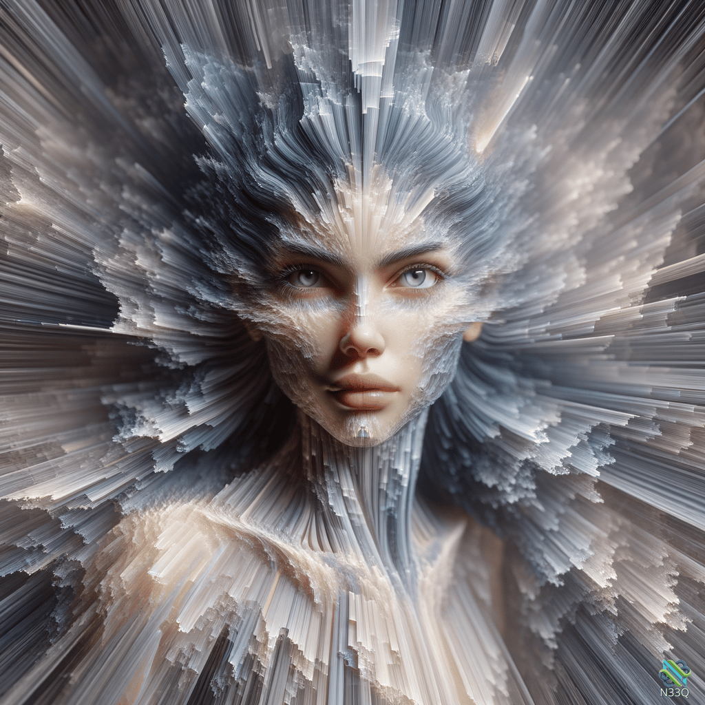 Woman's Face Shattered into Radiating Shards