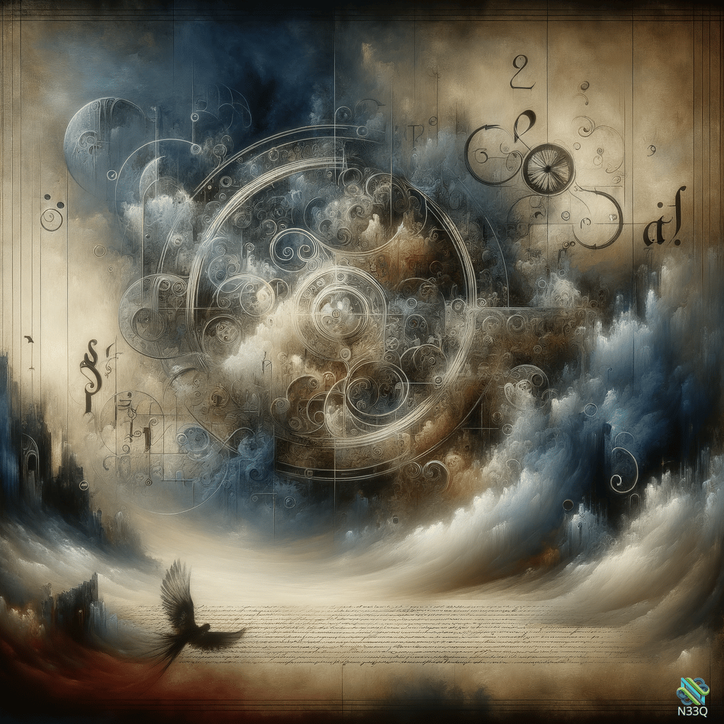 Bird Soaring Beneath Ornate Celestial Mechanism