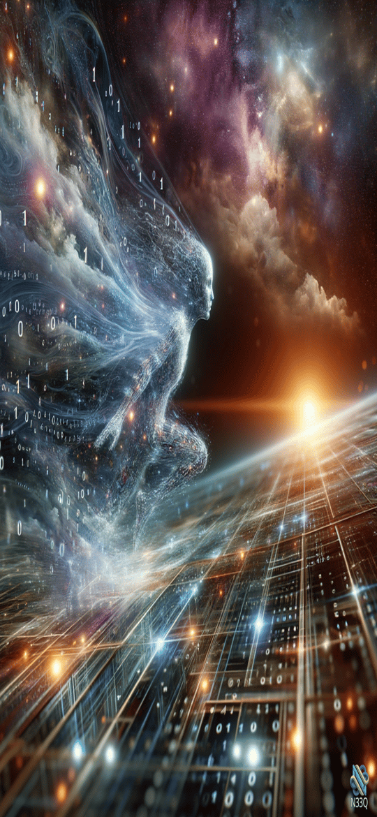 Binary Figure Over Digital Horizon Grid