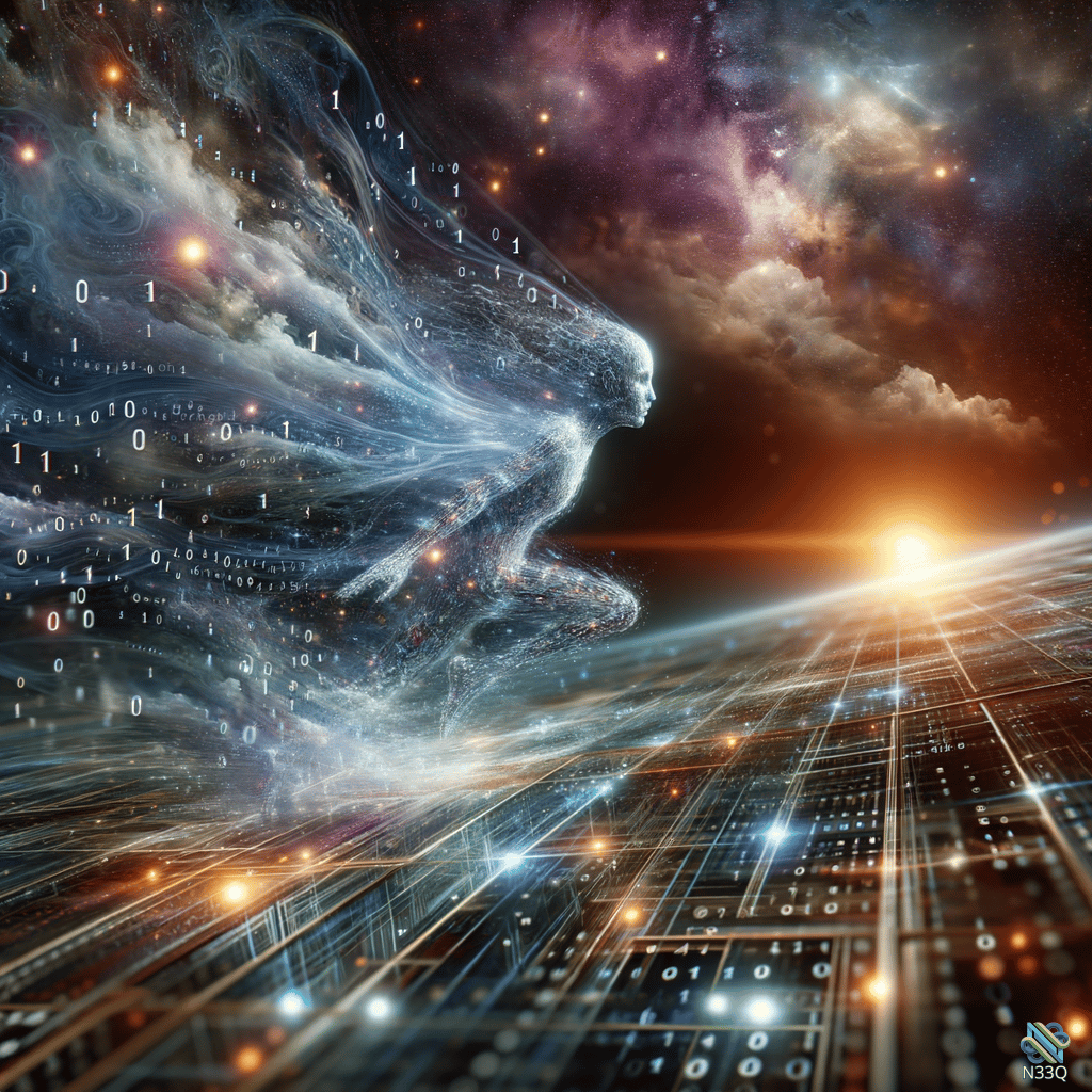 Binary Figure Over Digital Horizon Grid