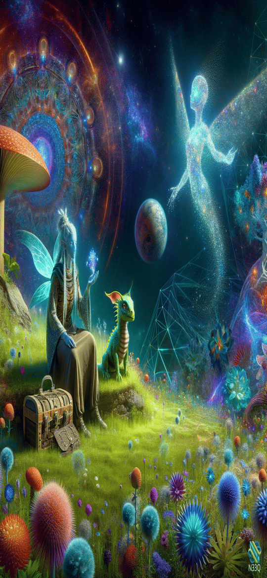 Fairy and Dragon in Cosmic Meadow