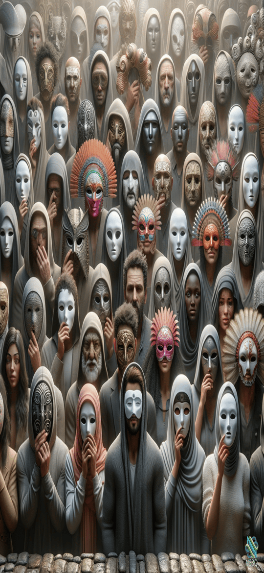 Crowd of Masked Hooded Figures