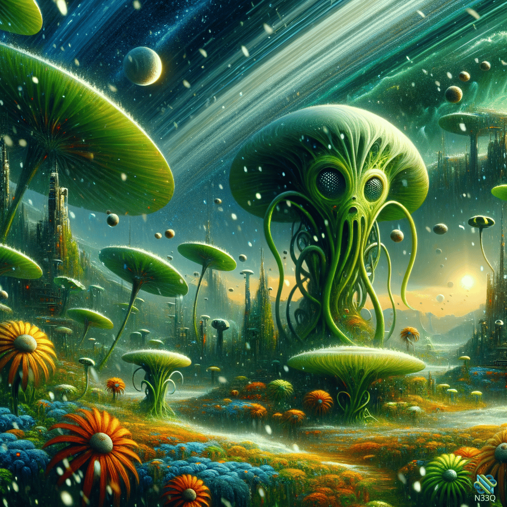 Giant Tentacled Mushroom Creatures on Alien Planet
