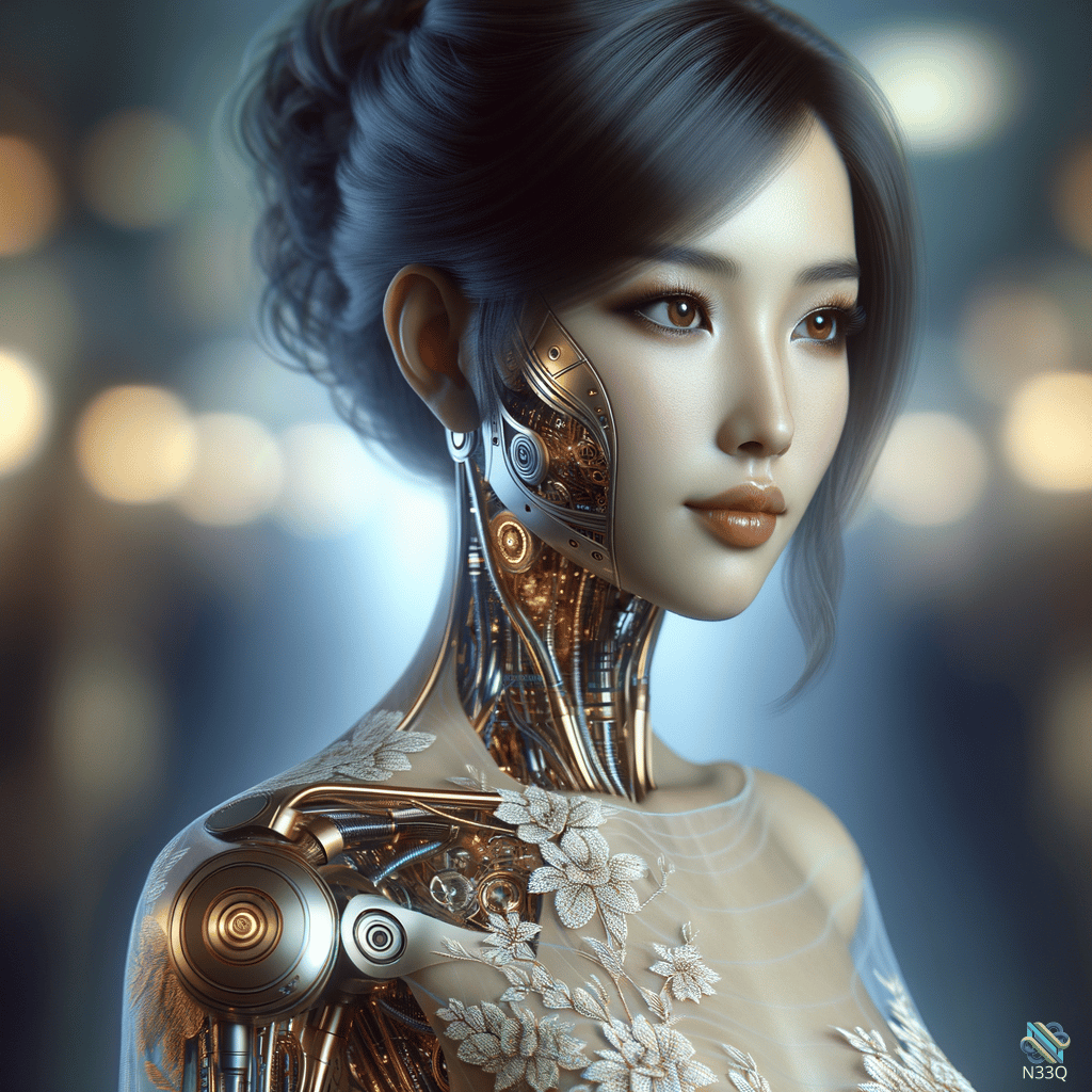 Cyborg Woman with Floral Robotics