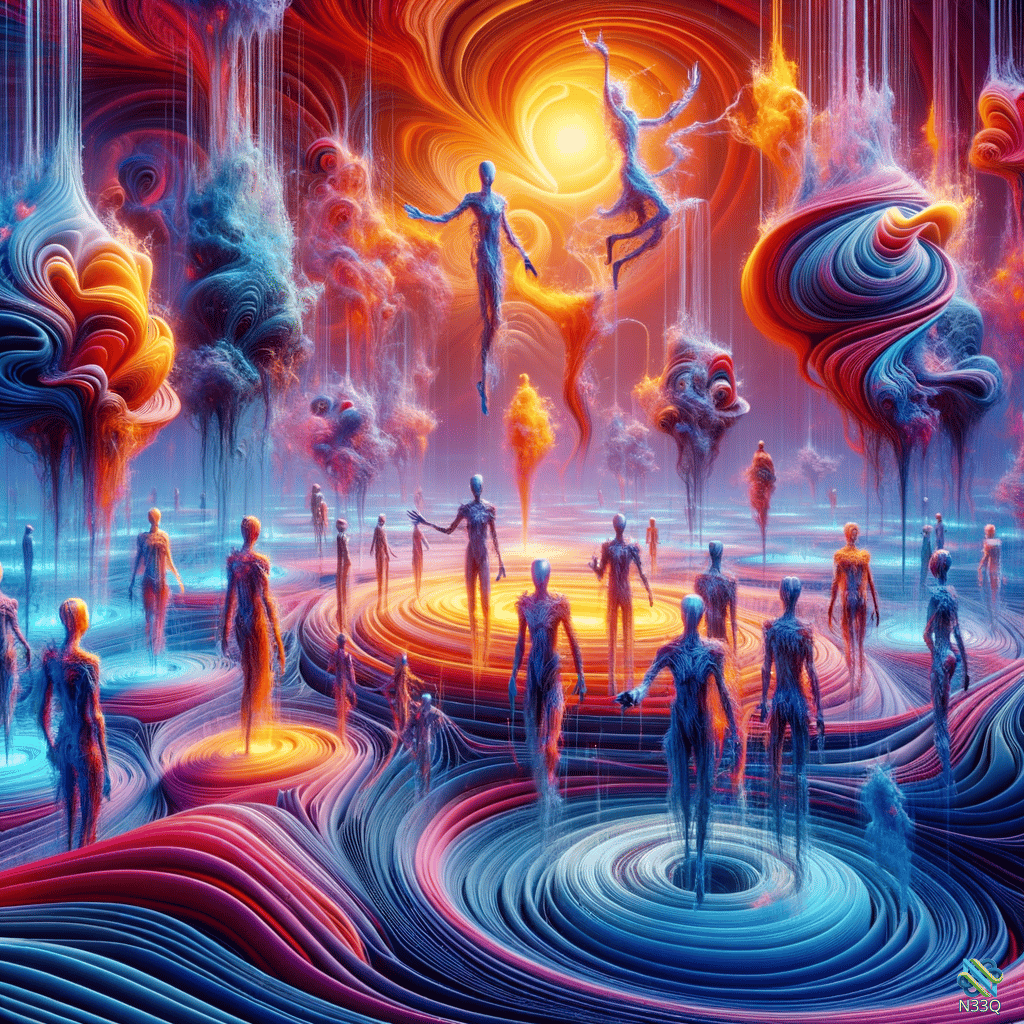 Ethereal Figures in Swirling Cosmic Vortexes