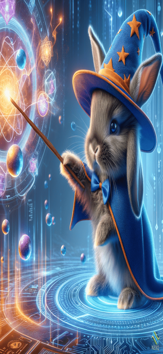 Bunny Wizard Casting Holographic Spells