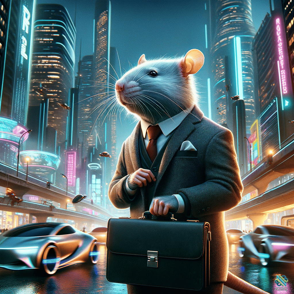 Business Rat in Neon Cyberpunk City