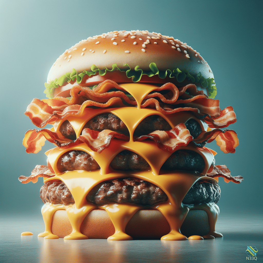 Towering Bacon Cheeseburger with Melted Cheese