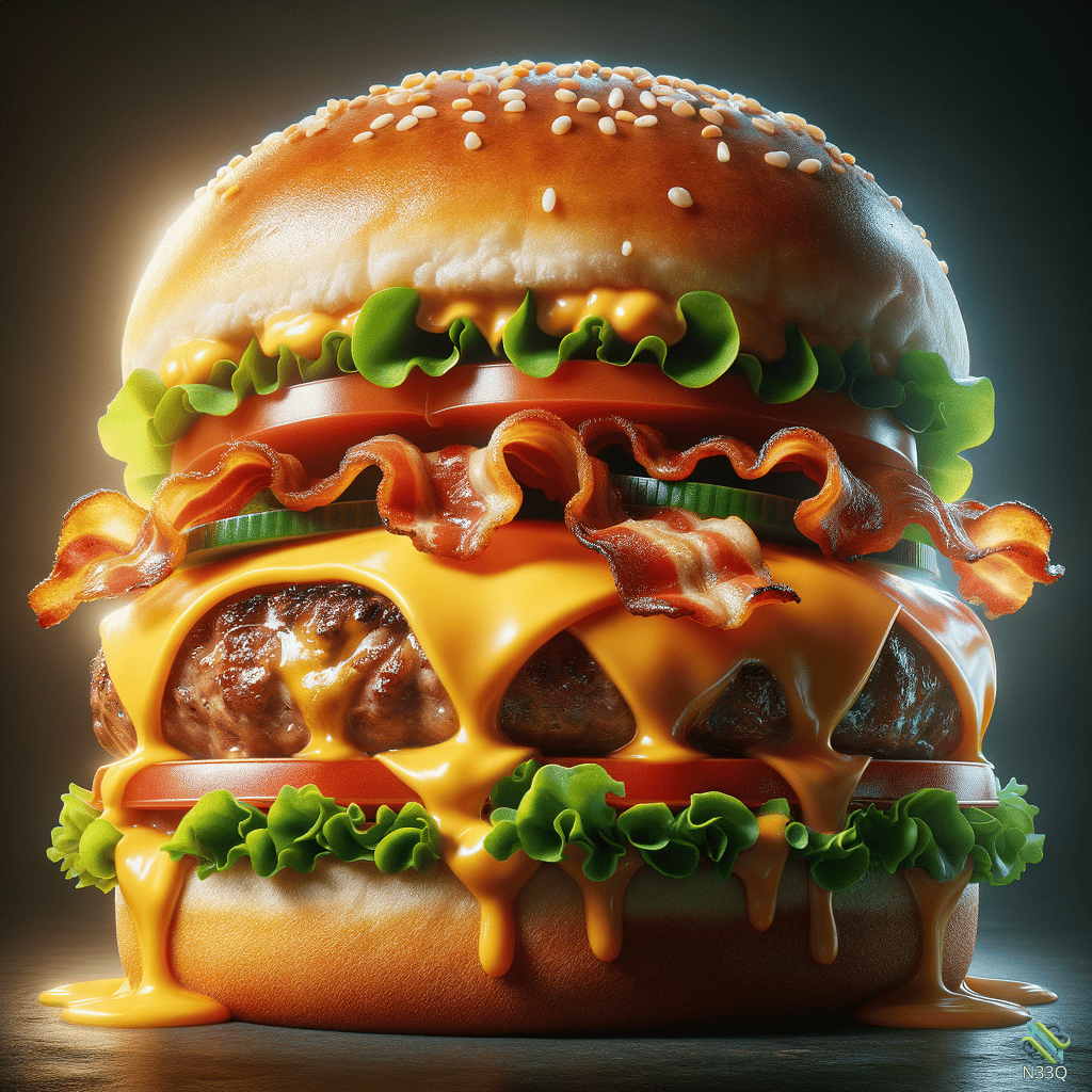 Double Bacon Cheeseburger with Melting Cheese