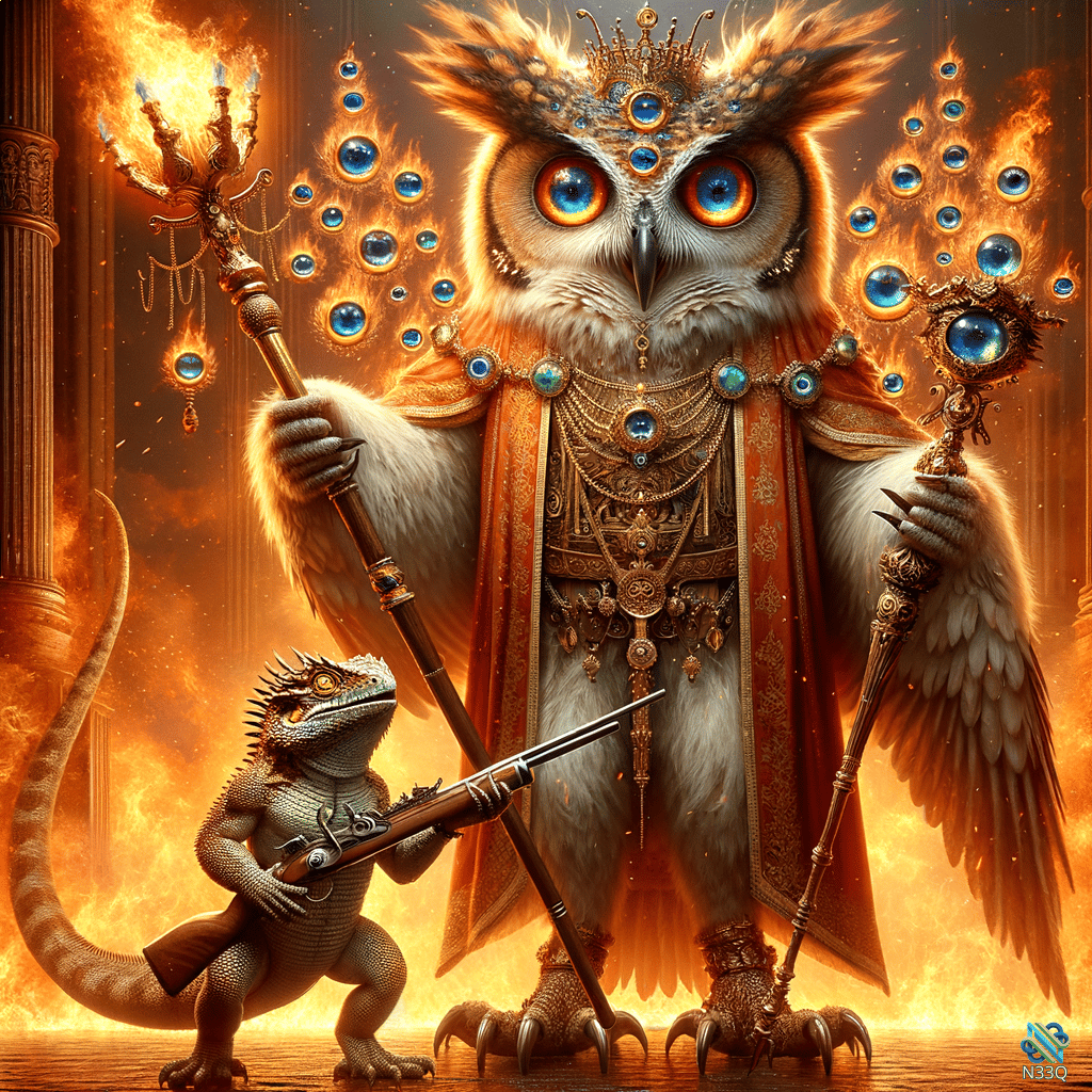Crowned Owl King and Armed Lizard Warrior