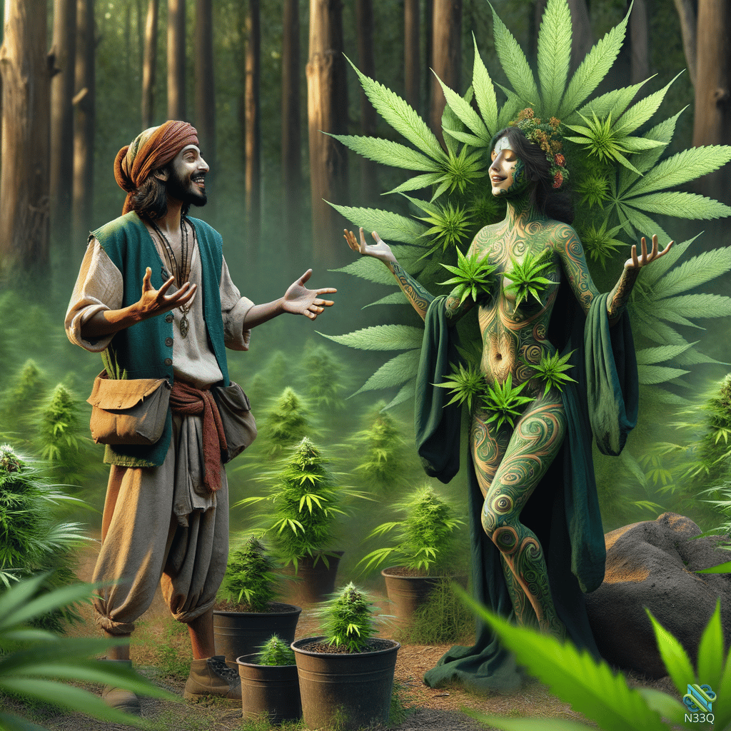 Man Meets Cannabis Woman in Forest