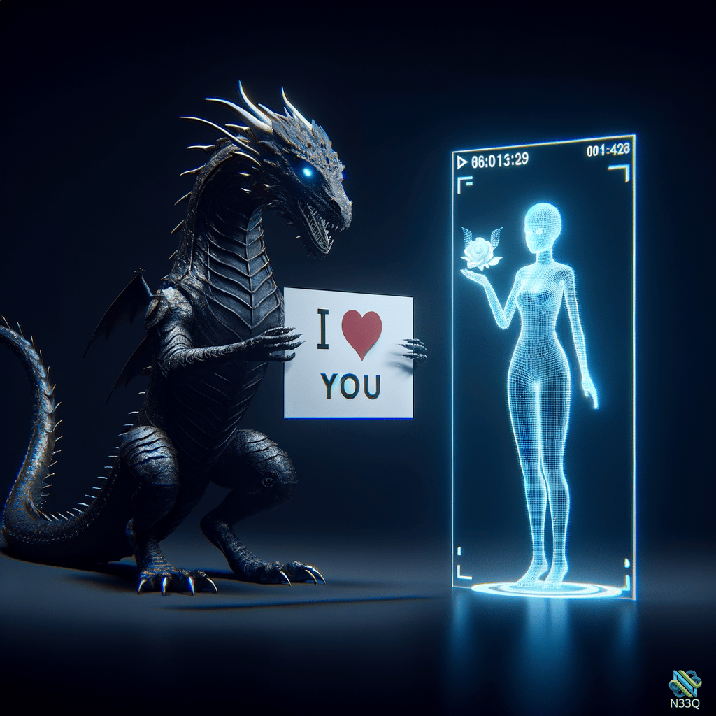 Dragon Holding I Love You Sign by Hologram