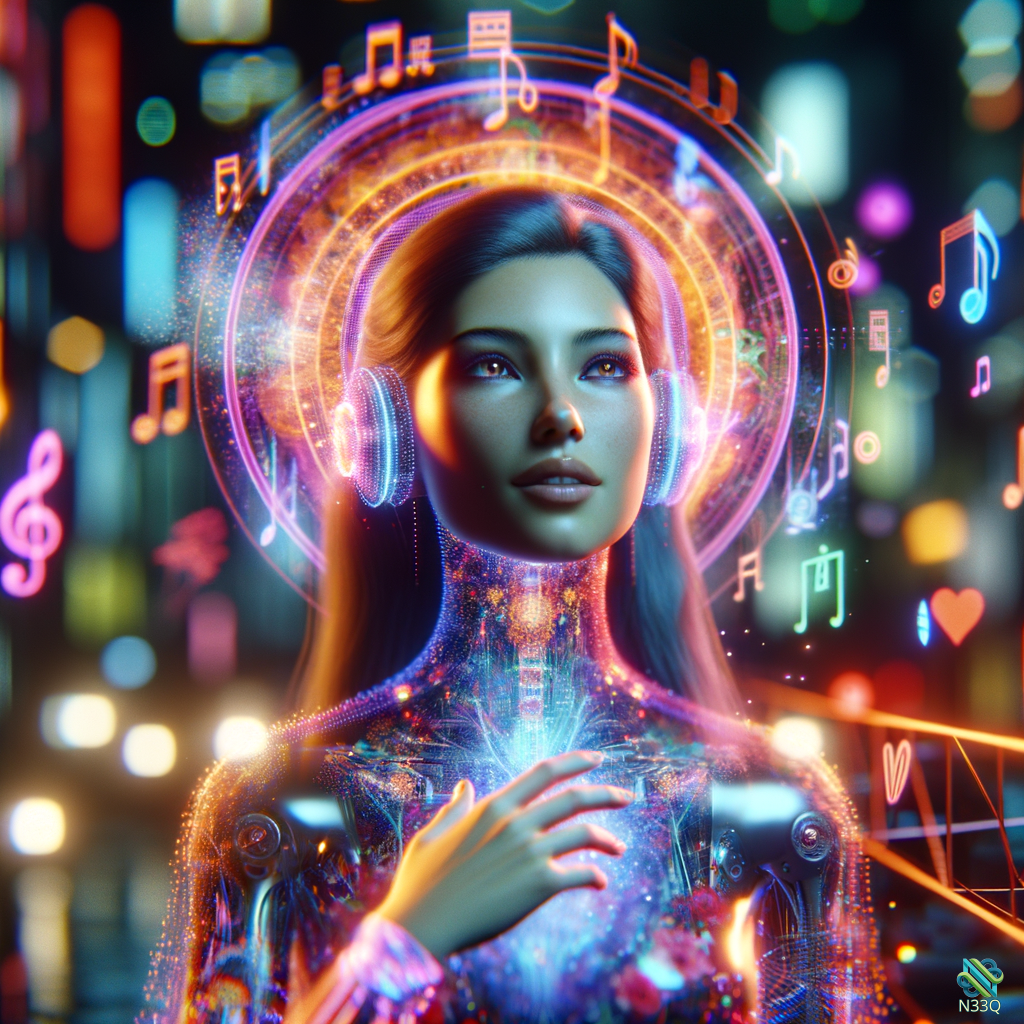Neon Cyber Woman with Musical Halo