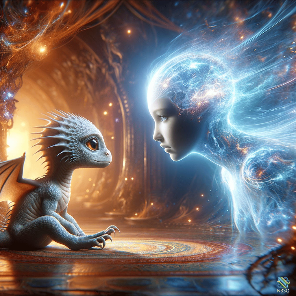 Dragonling Faces Ethereal Light Spirit