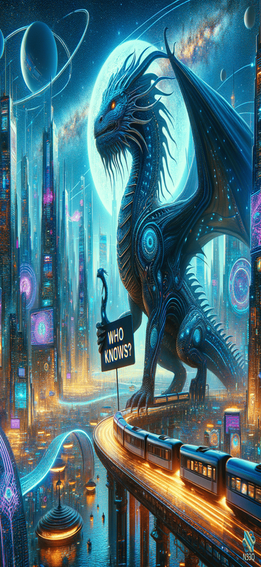 Cybernetic Dragon in Neon Futuristic City