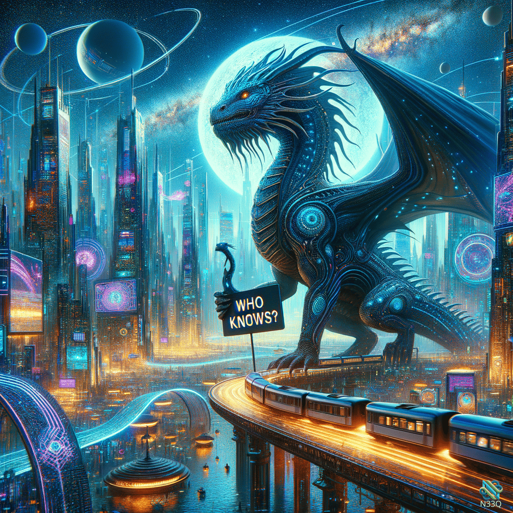 Cybernetic Dragon in Neon Futuristic City