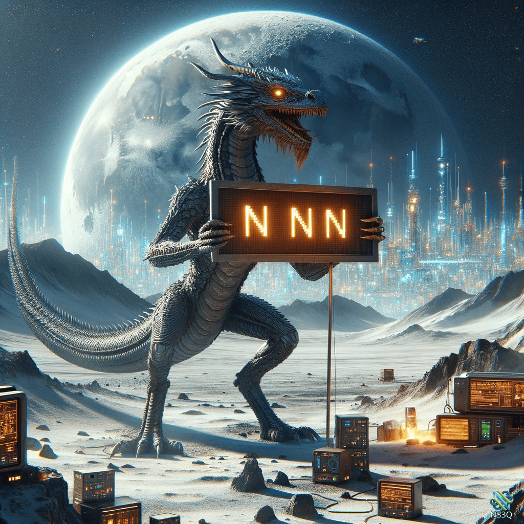 Dragon Holding NNN Sign on Moon