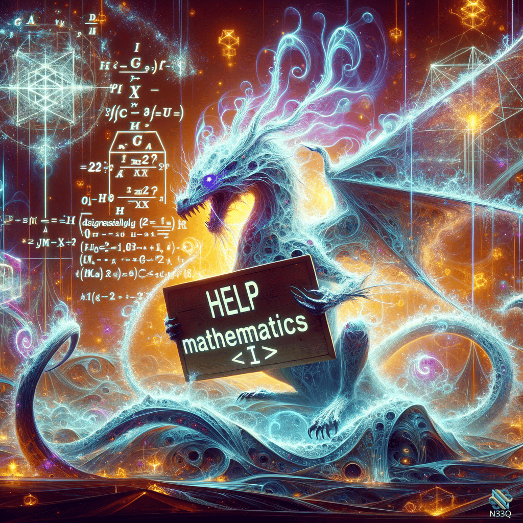Glowing Dragon Holding Mathematics Help Sign