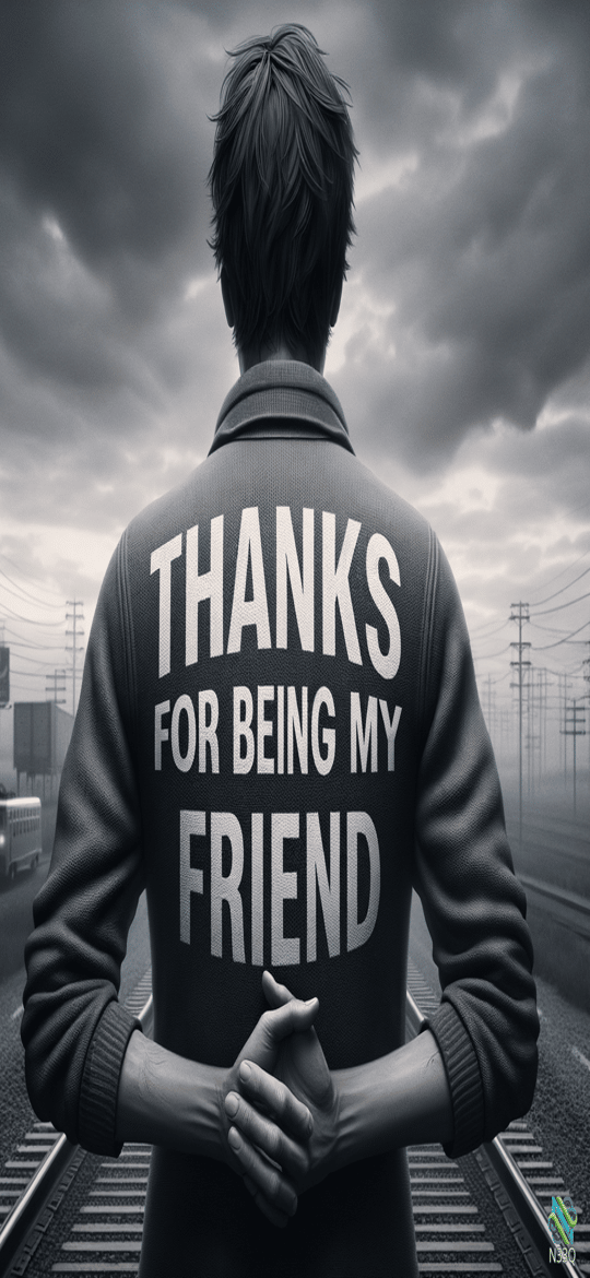 Man on Tracks in Thanks Jacket