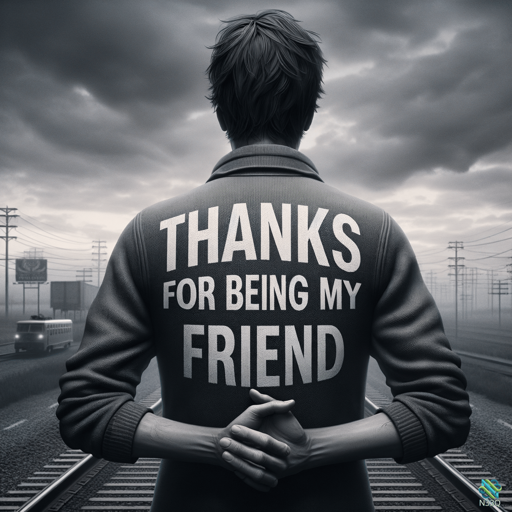 Man on Tracks in Thanks Jacket