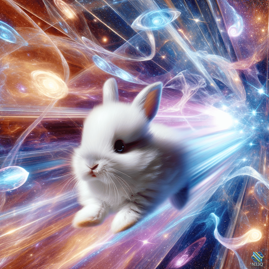 White Rabbit Soaring Through Cosmic Nebula