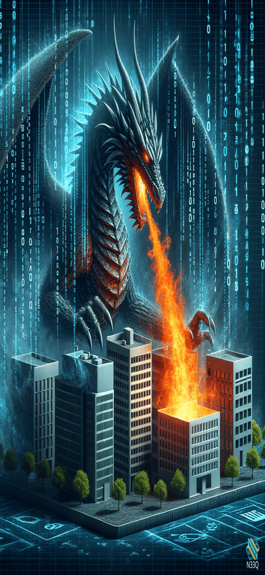 Dragon Breathing Fire on Cyber City