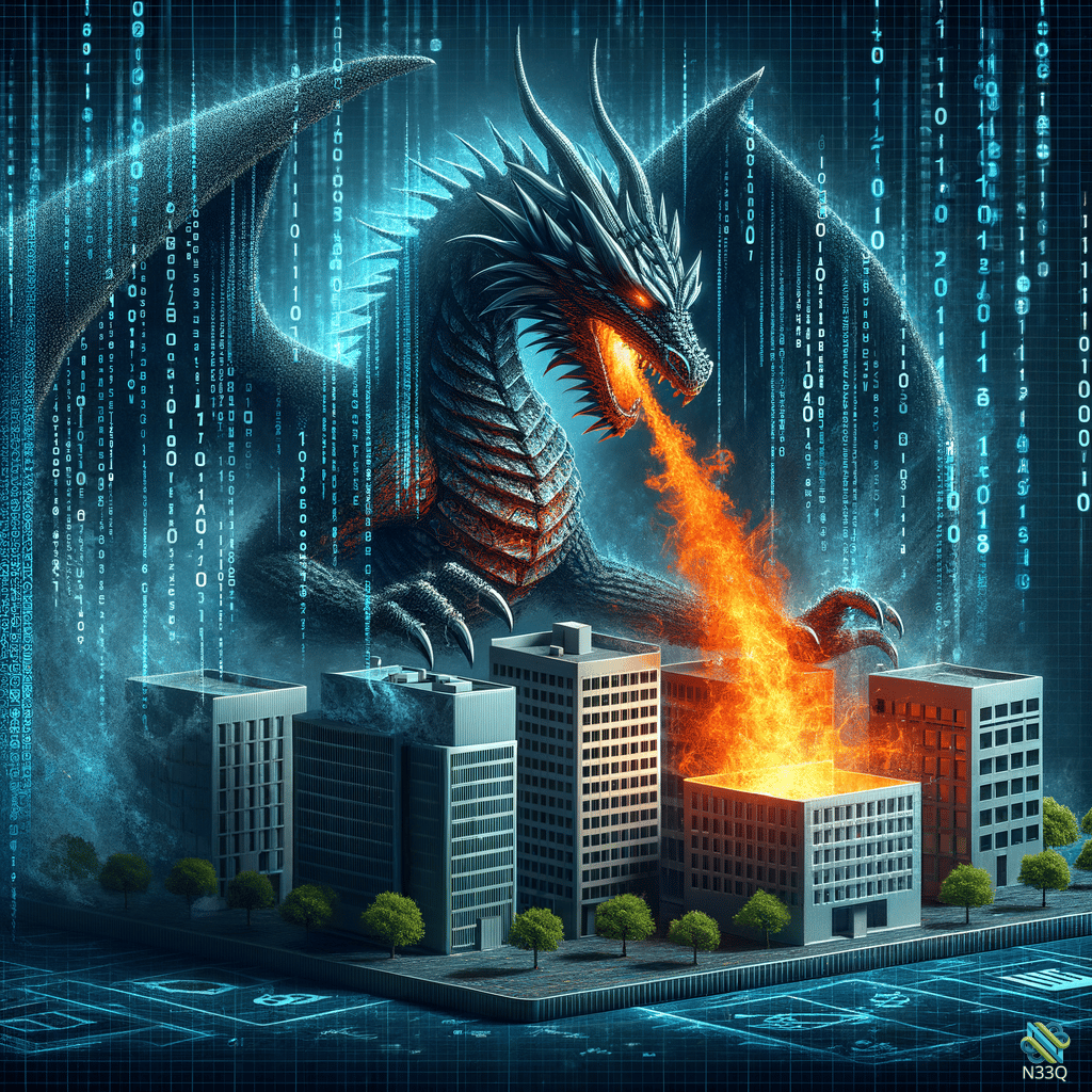 Dragon Breathing Fire on Cyber City