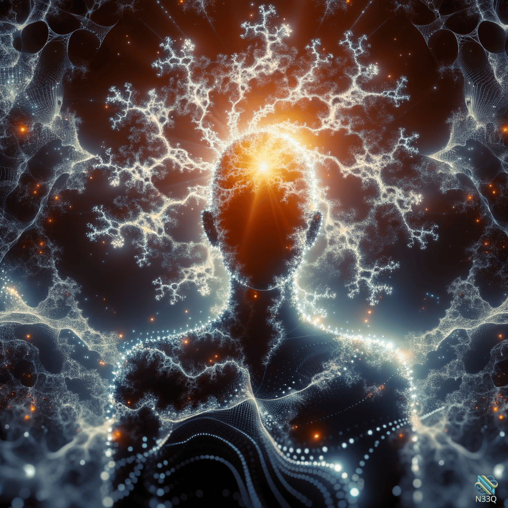 Silhouette with Radiant Fractal Mind