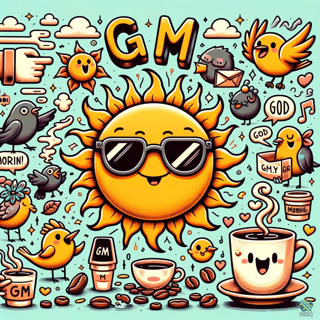 Smiling Sun with Coffee and Birds