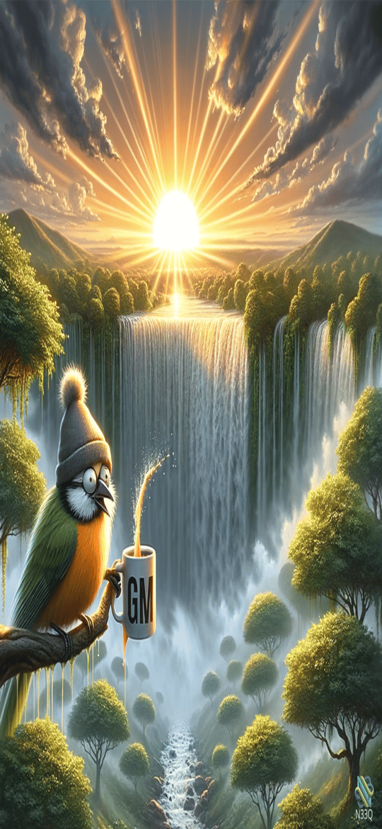 Bird in Beanie with GM Mug at Waterfall