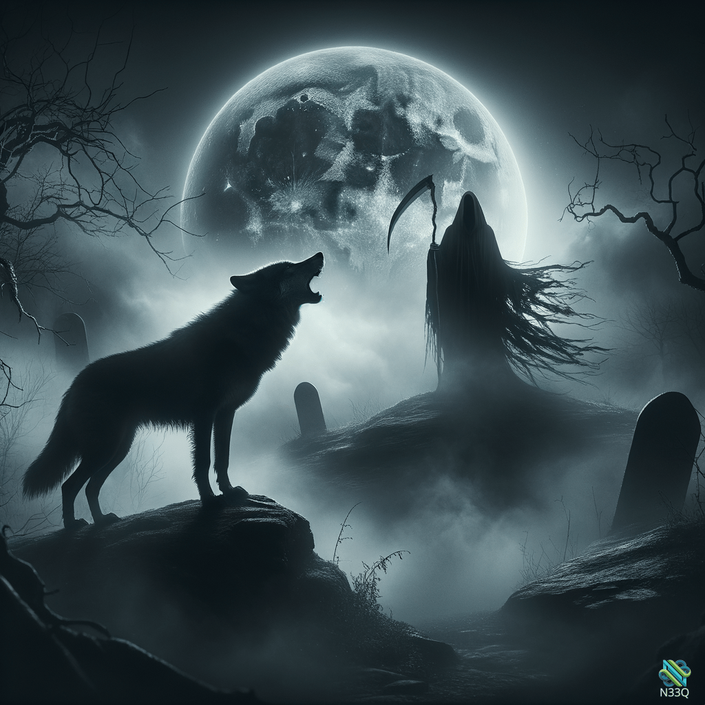 Howling Wolf and Reaper Under Skull Moon