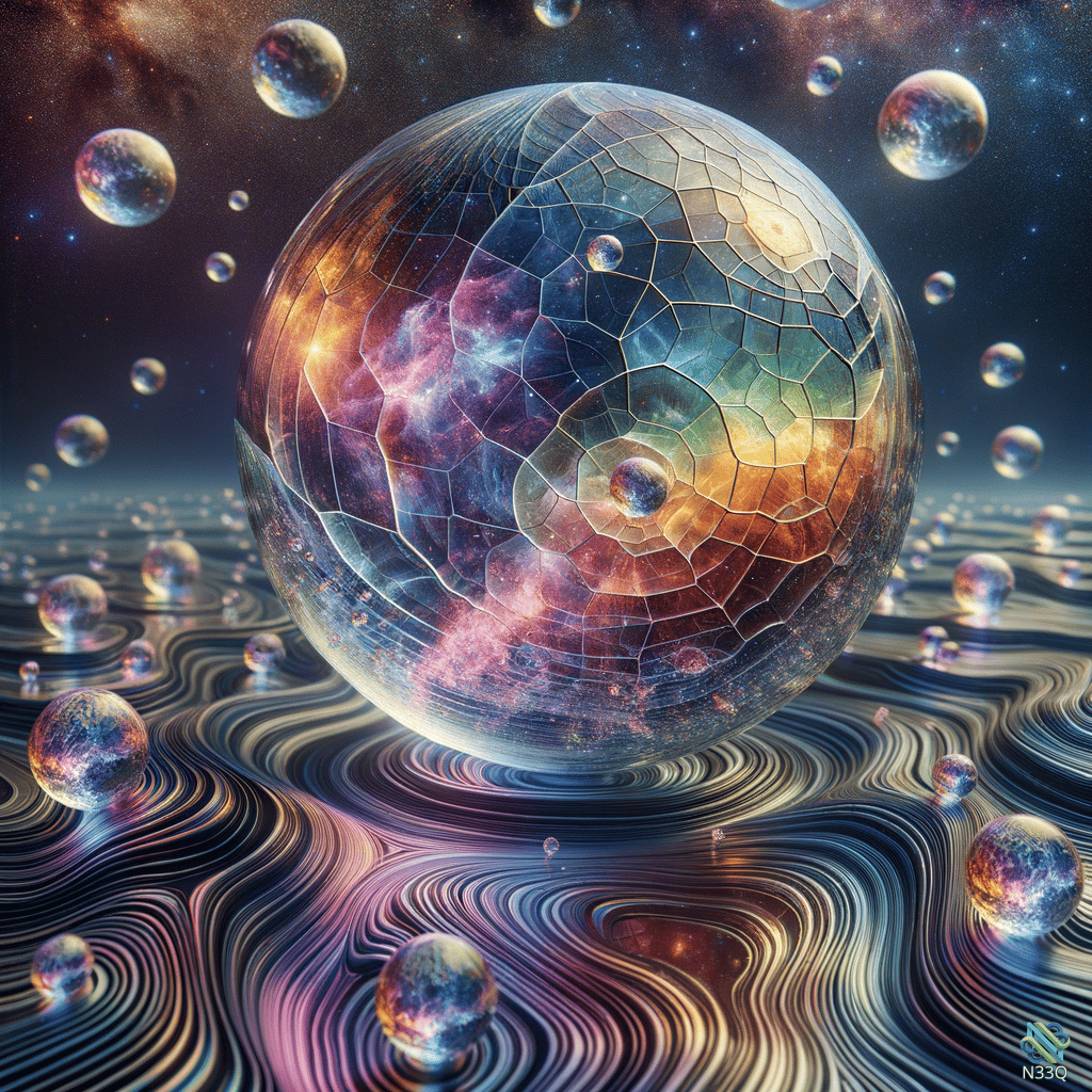 Cracked Cosmic Sphere Over Rippled Reflections