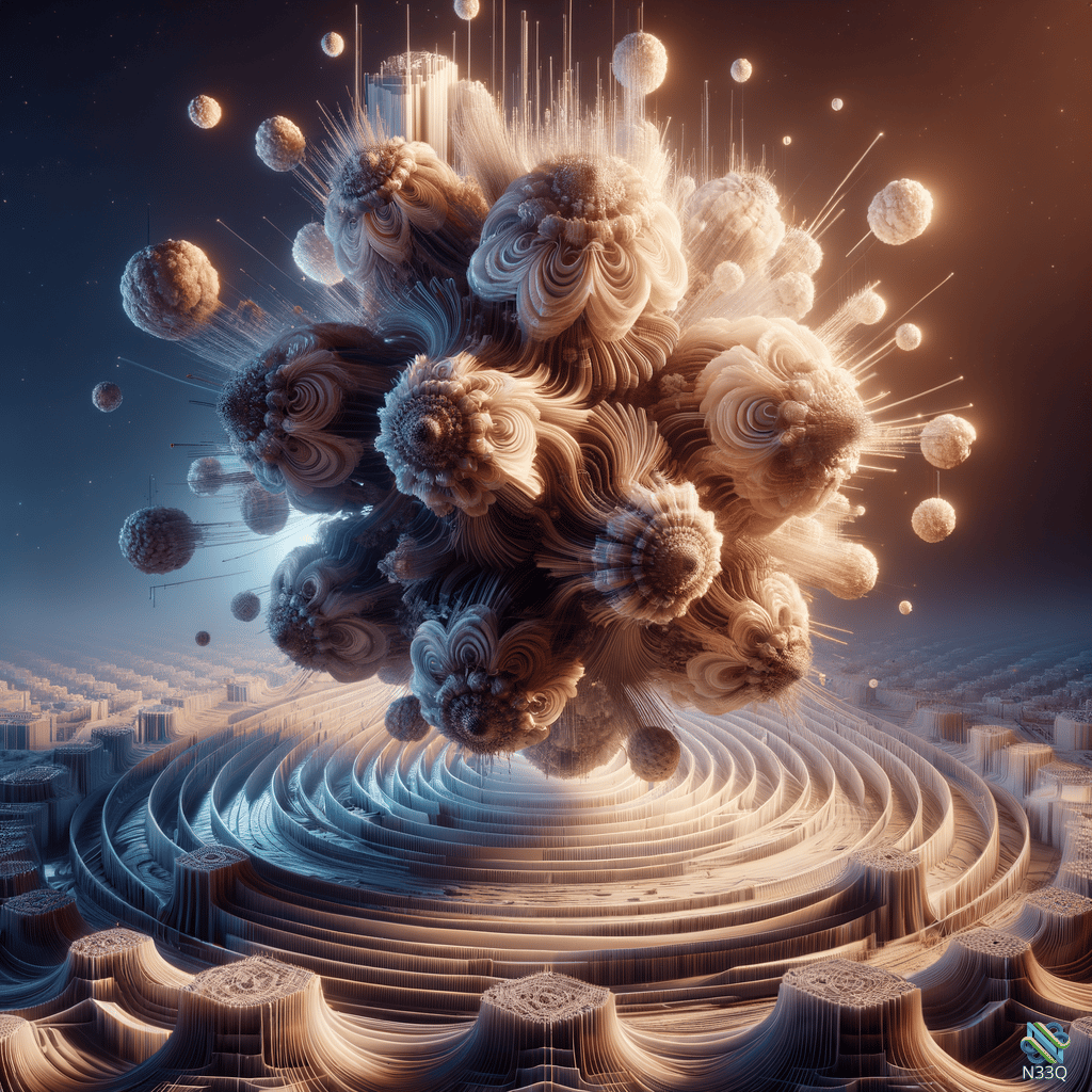 Swirling Organic Mass Over Concentric Platforms